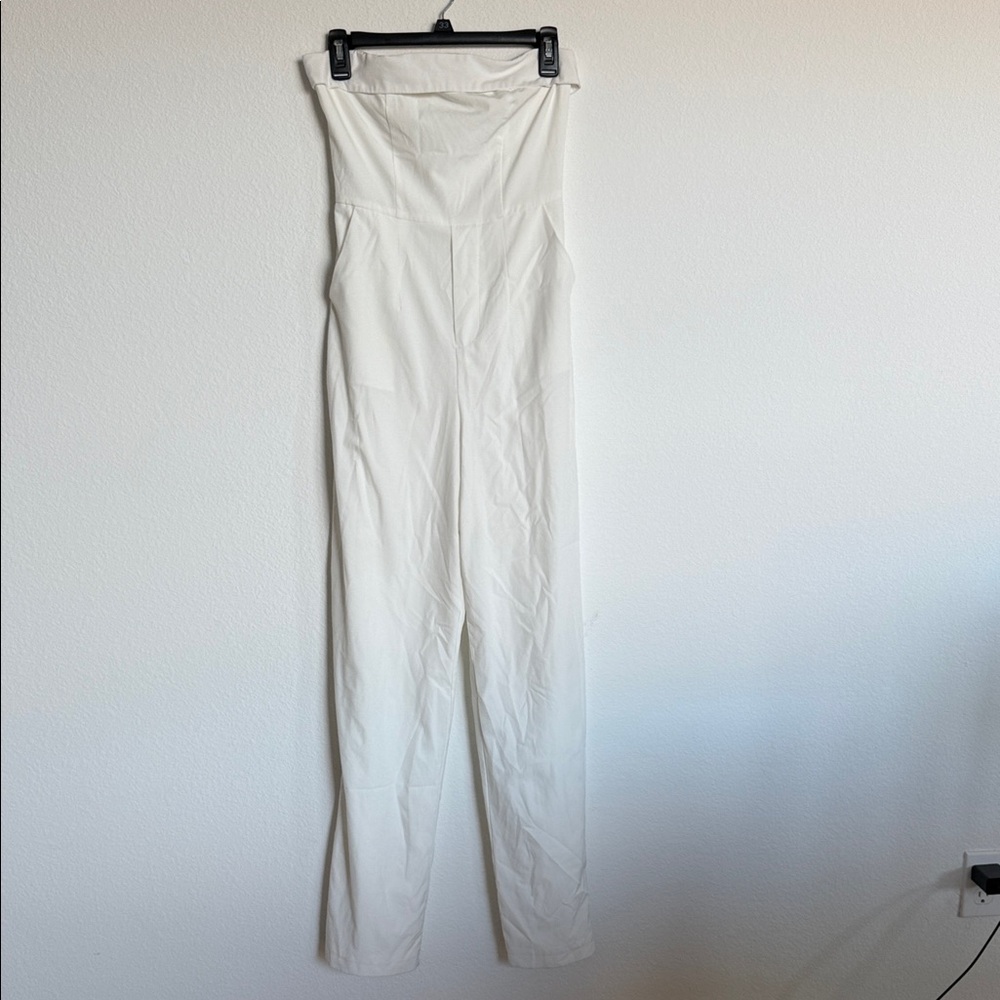 Fashion Nova Elegant White Strapless Jumpsuit